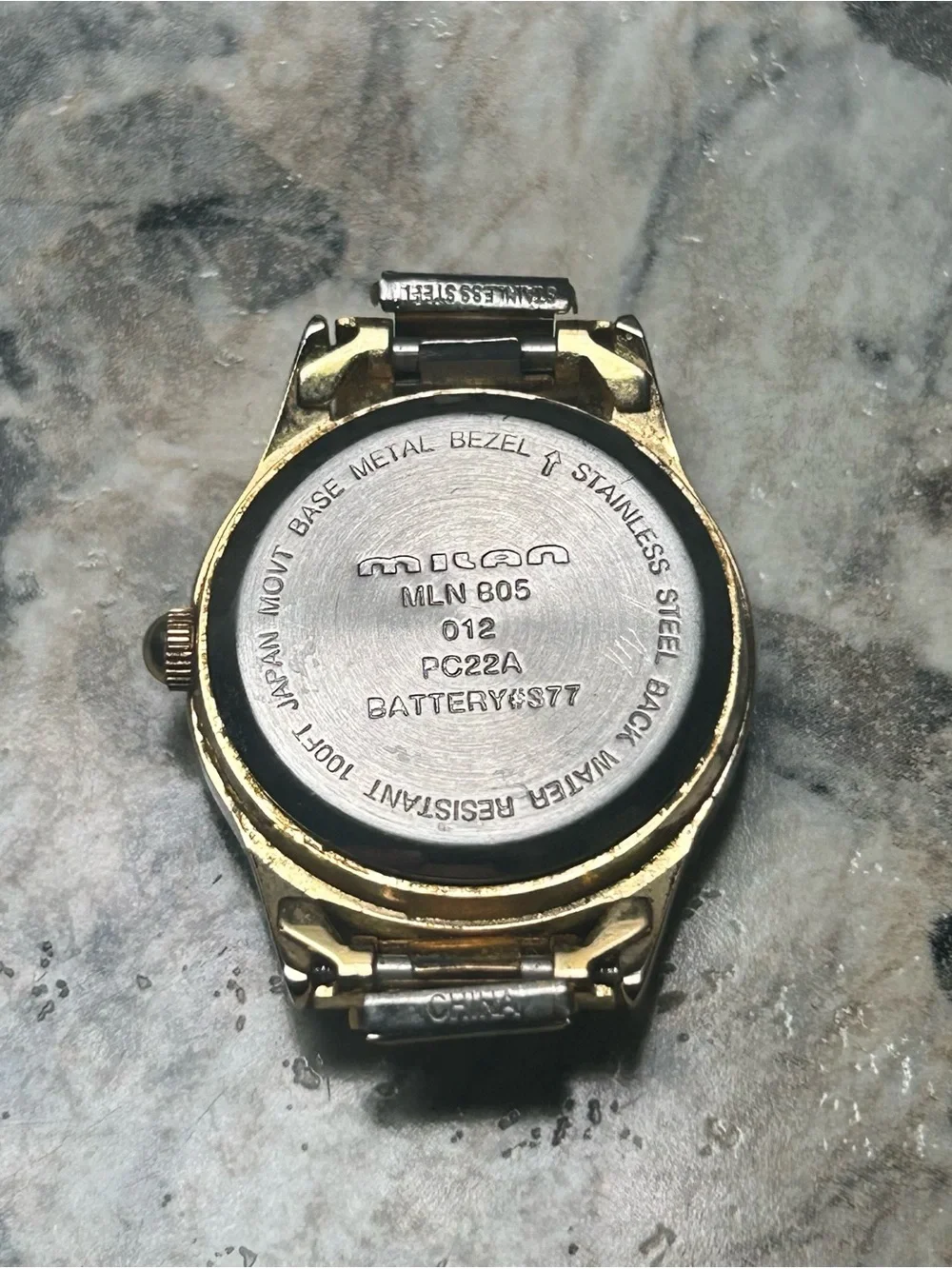 Vintage Milan MLN 805 Gold-Tone Quartz Watch 24mm Working New Battery No Band